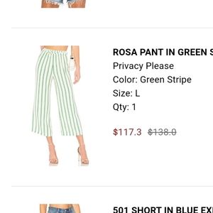 Womens Green Stripe wide leg pants - L